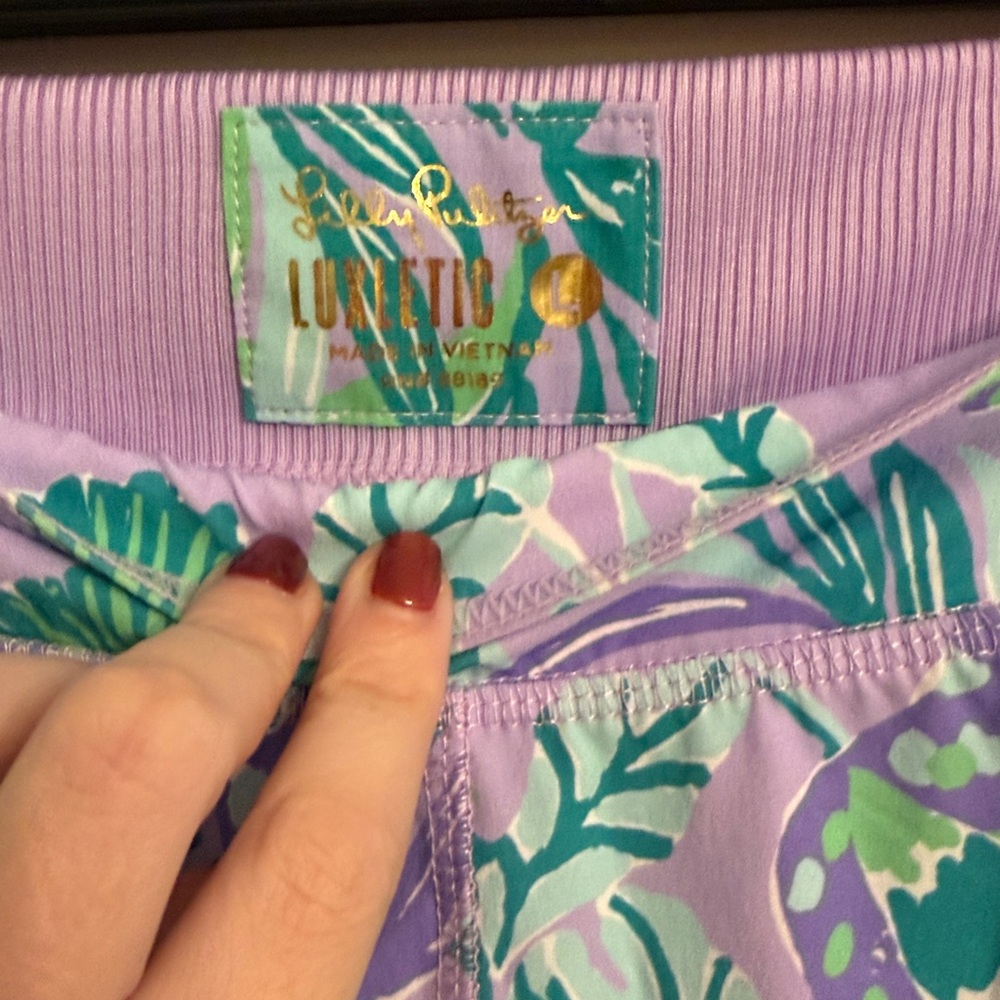 Lilly Pulitzer Luxletic Run Around Pant Purple Iris On The Chase Size Large - Picture 6 of 8